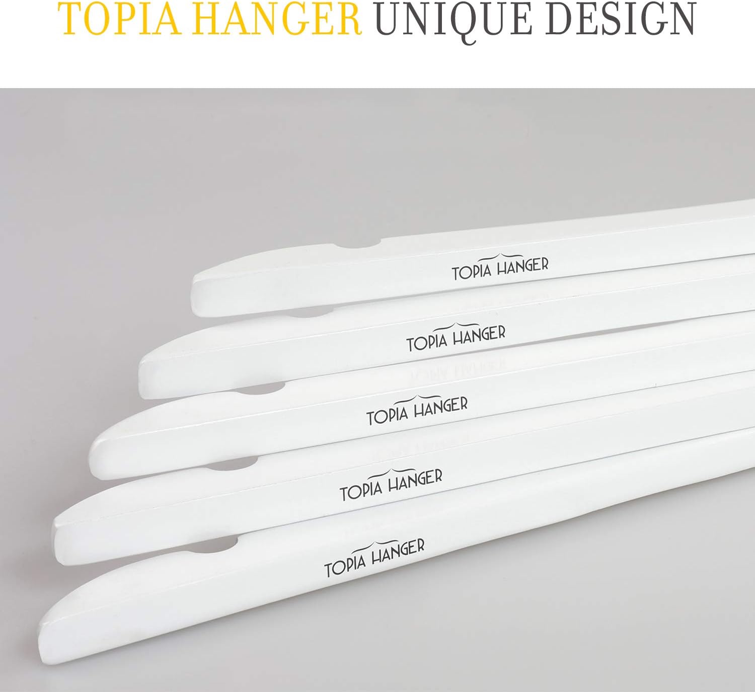 TOPIA HANGER 10 Pack Premium White Wooden Hangers