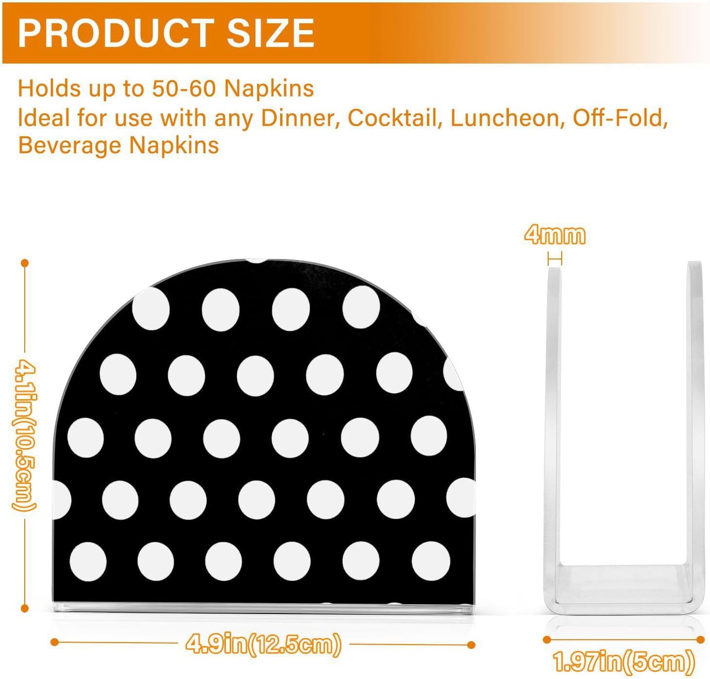 Caikeny Napkin Holder Black White Polka Dot Acrylic