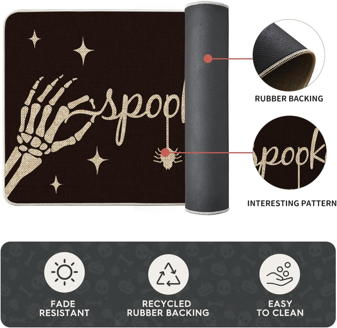 Artoid Mode Spooky Skeleton Spider Bone Halloween Kitchen Mats Set of 2