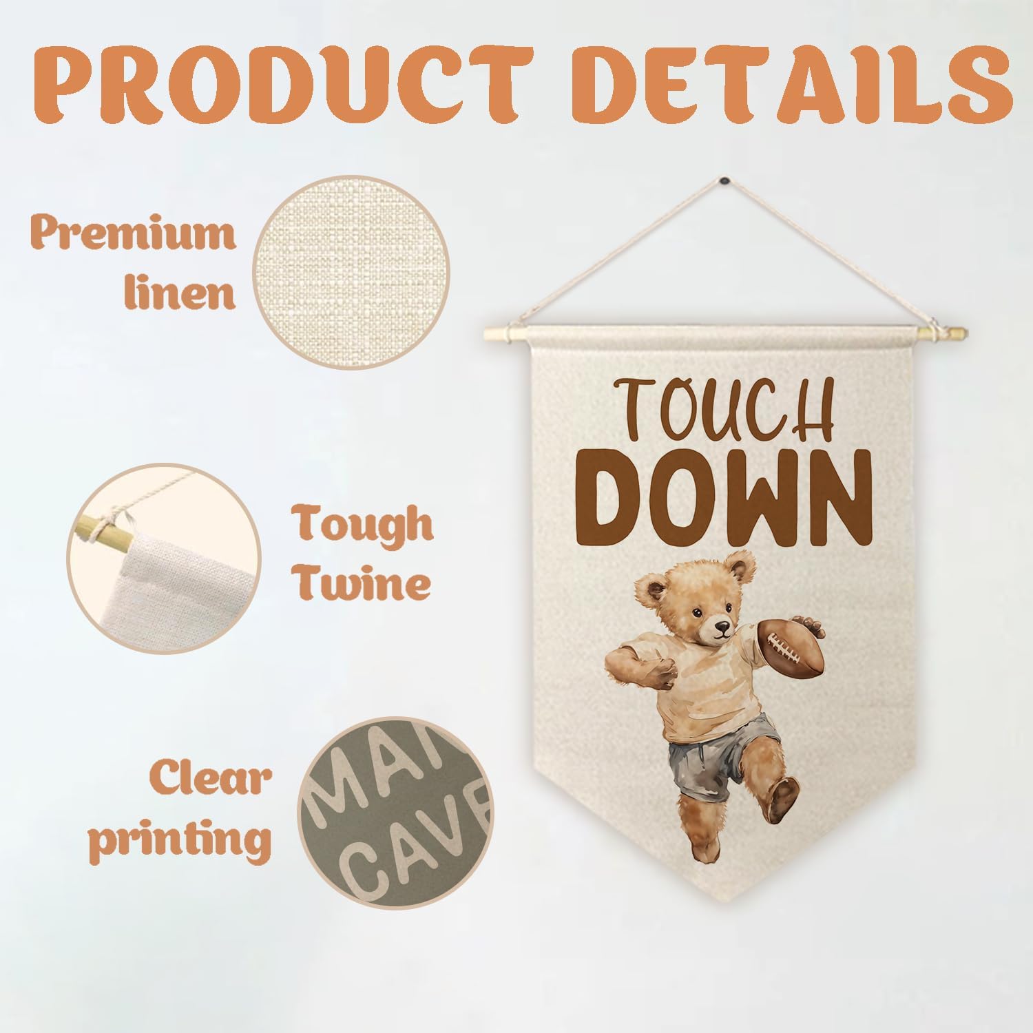 ArtisaEura Bear Football Wall Canvas Banner