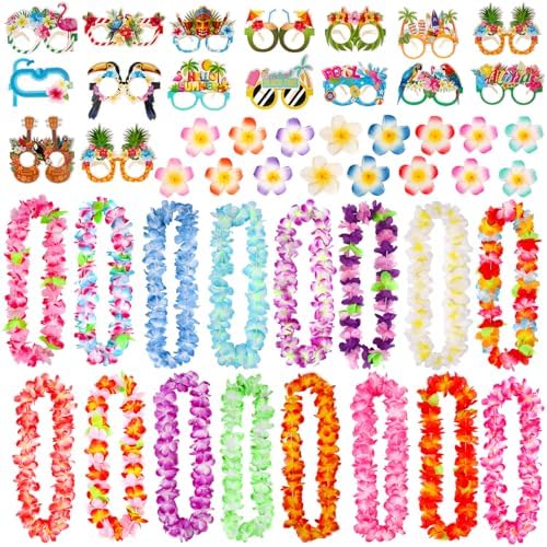 Atonofun 48PCS Hawaiian Luau Party Supplies