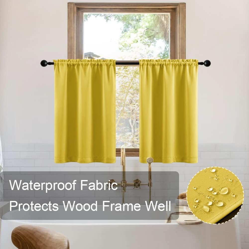 XTMYI Short Mustard Yellow Curtains 2 Panel Set