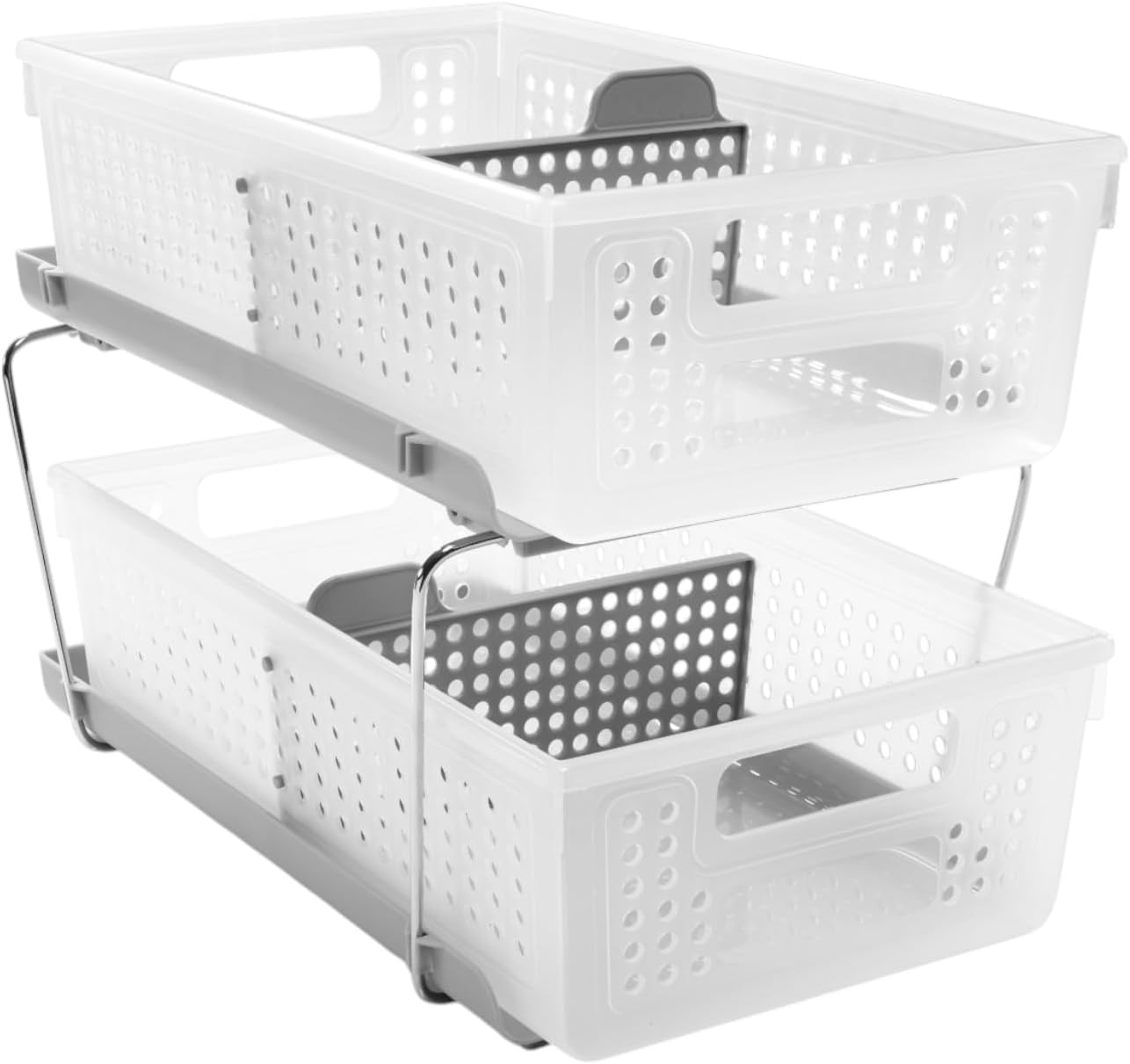 Madesmart 2-Tier Organizer with Handles and Adjustable Dividers