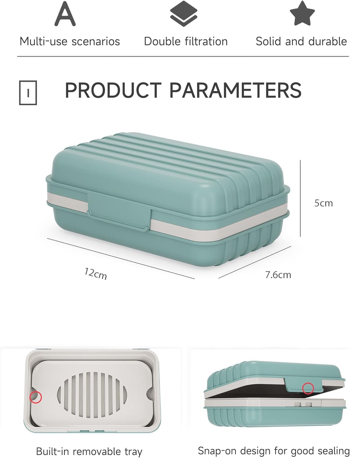 Travel Soap Holder with Lid - Leakproof Drainage