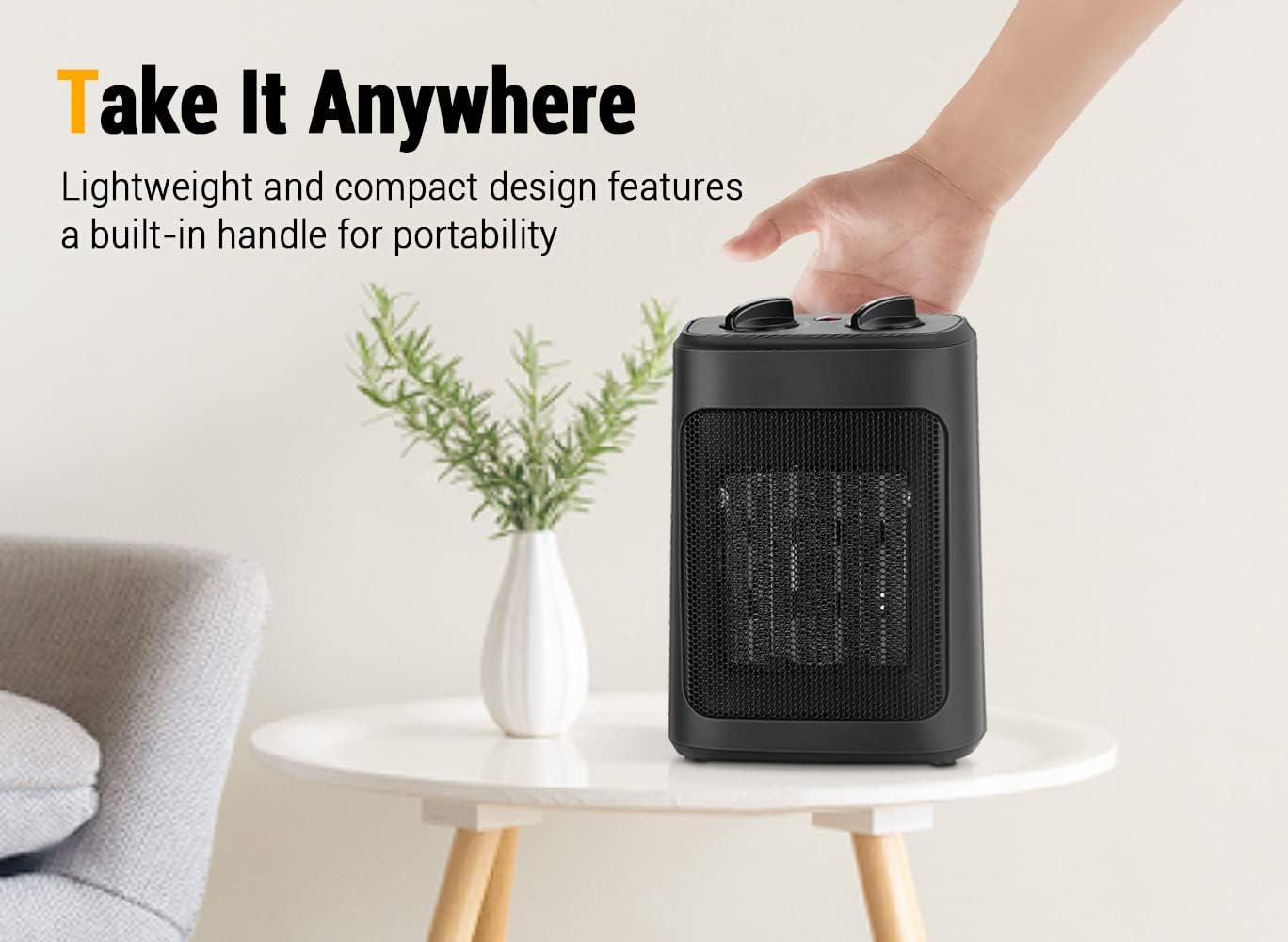 Aikoper 1500W Electric Space Heater with Thermostat and Fan Modes