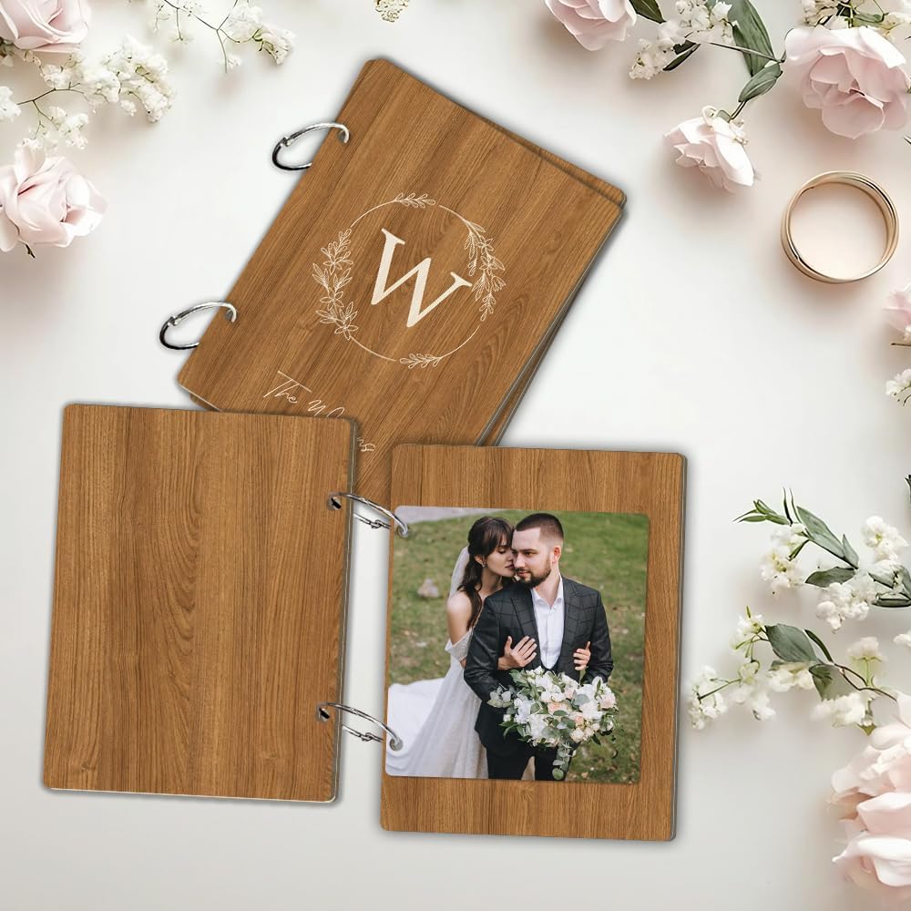La Boda Personalized Wedding Card Holder Wooden Photo Album with Metal Buckles