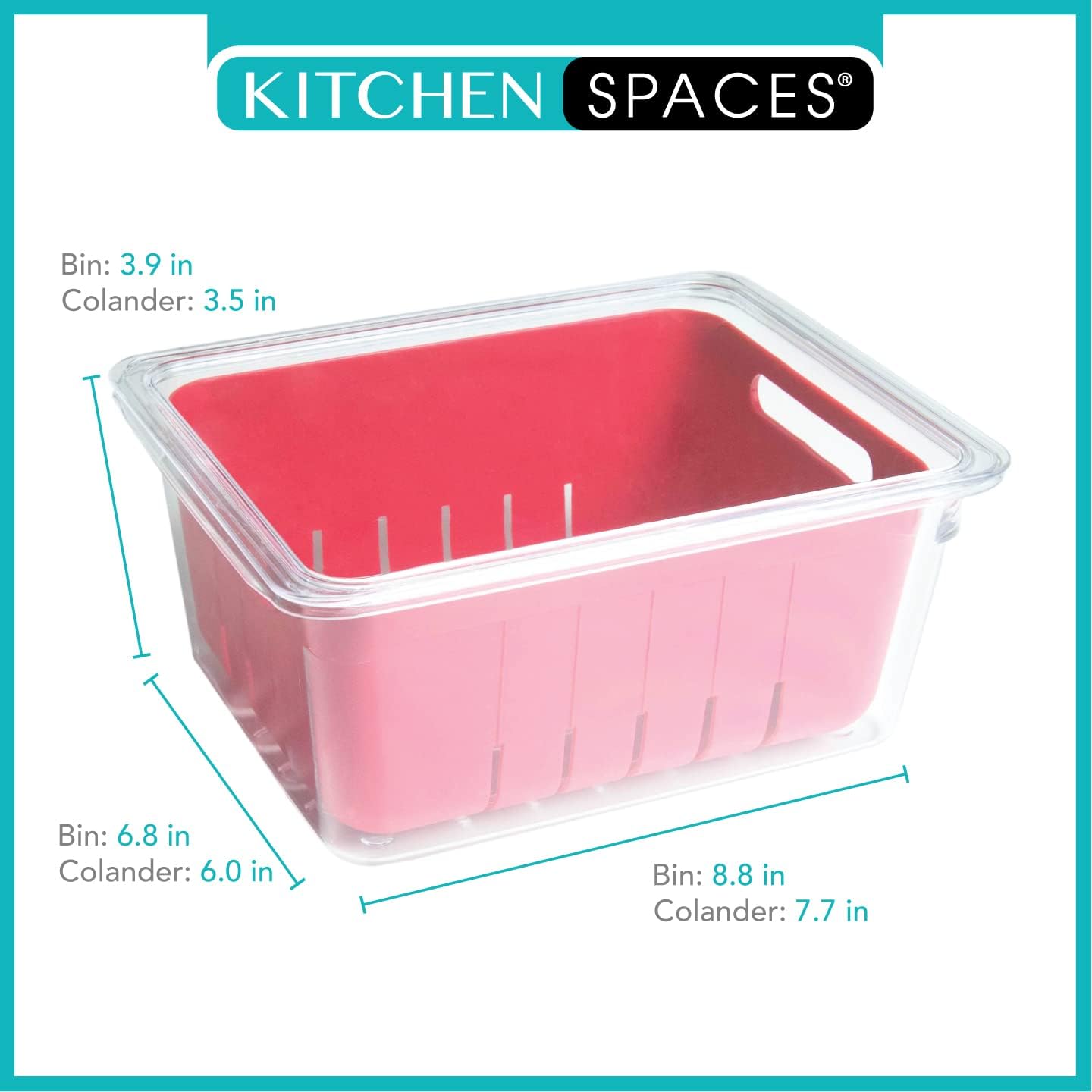 Kitchen Spaces KSCB12-AMZ Red Clear Stackable Colander Bin