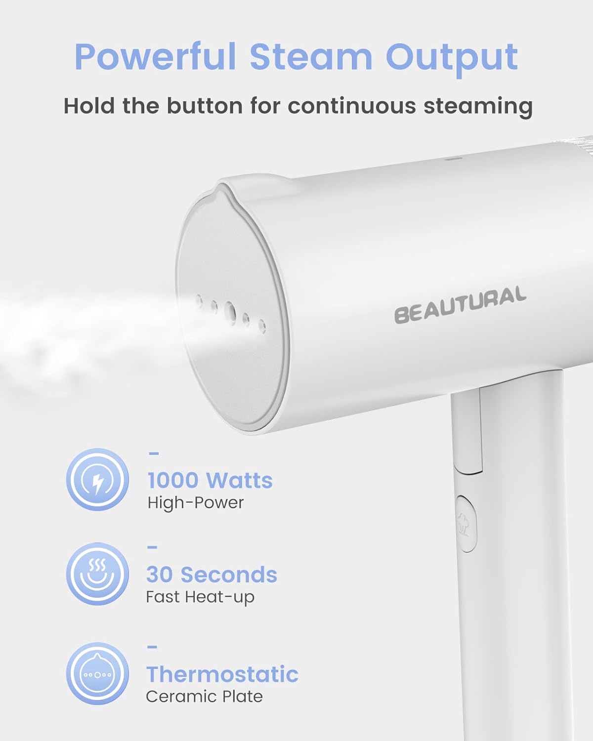 BEAUTURAL Portable Garment Steamer Foldable and Handheld