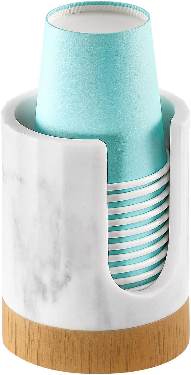Luxspire Bathroom Cup Dispenser Marble Resin Holder