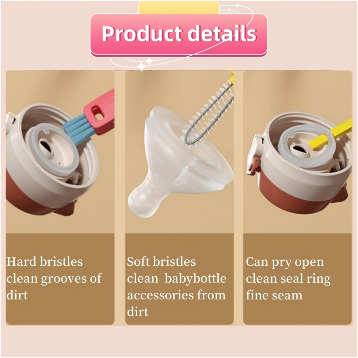 3 in 1 Cup Lid Cleaning Brush Set - Multifunctional Tool