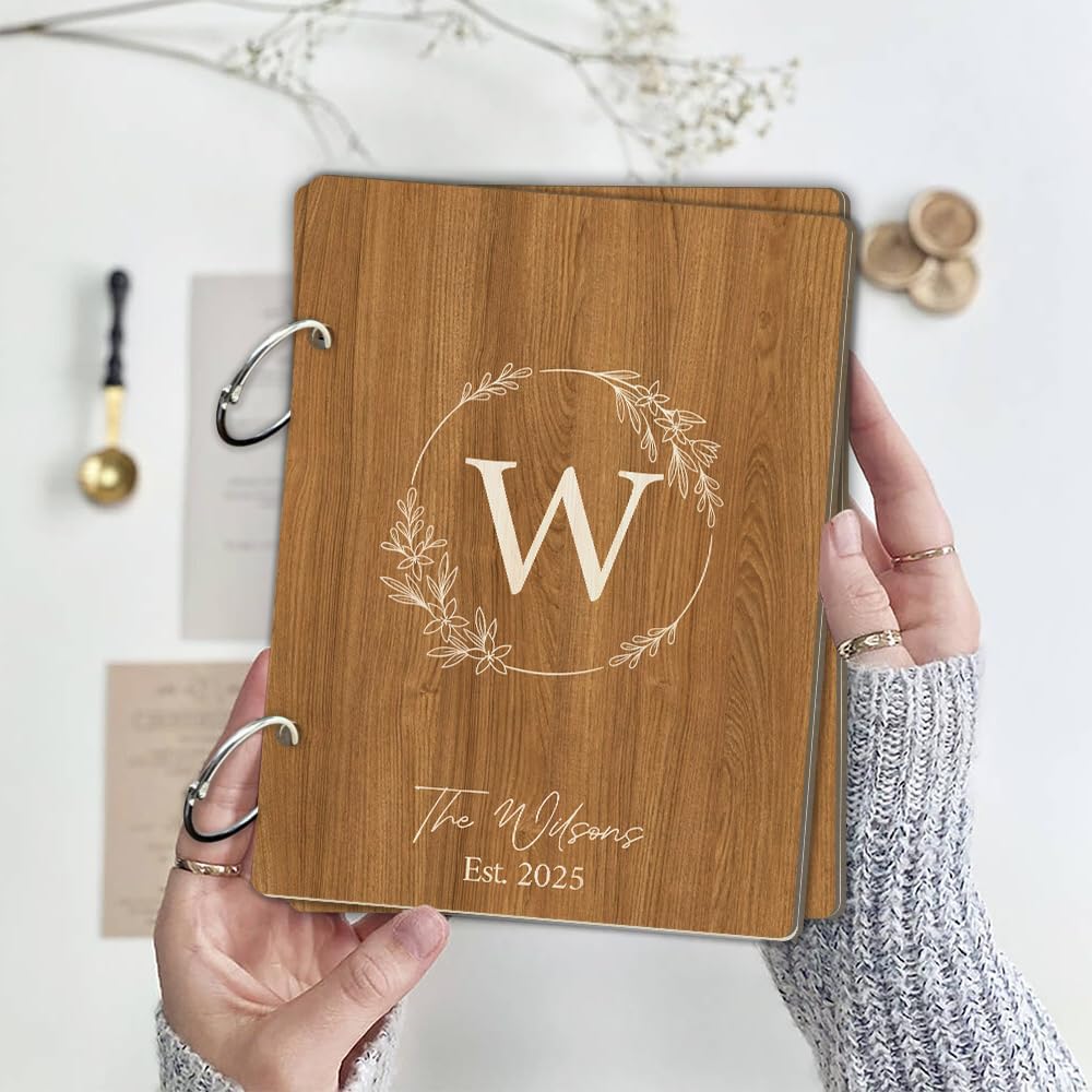 La Boda Personalized Wedding Card Holder Wooden Photo Album with Metal Buckles