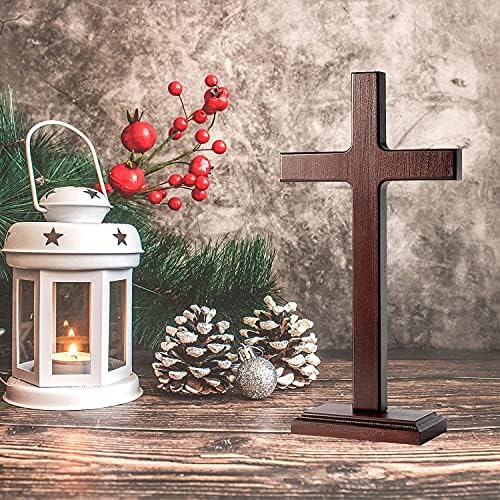 KUXBET Wooden Wall Cross with Stand 125 Inch