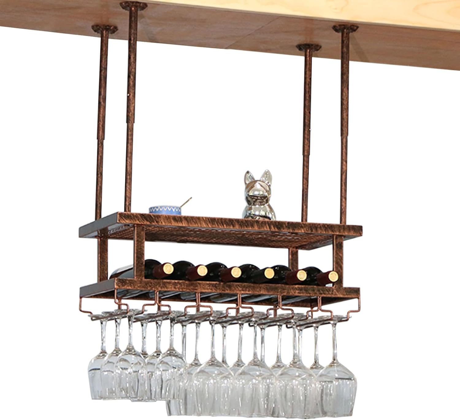 Whalebee Wine Glass Holder Metal Rack for Home Bar