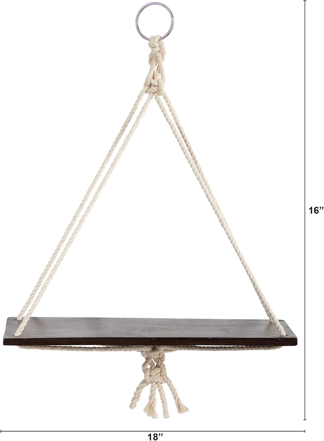 Nearly Natural 18in x 16in Macrame Wall Hanging with Wooden Shelf