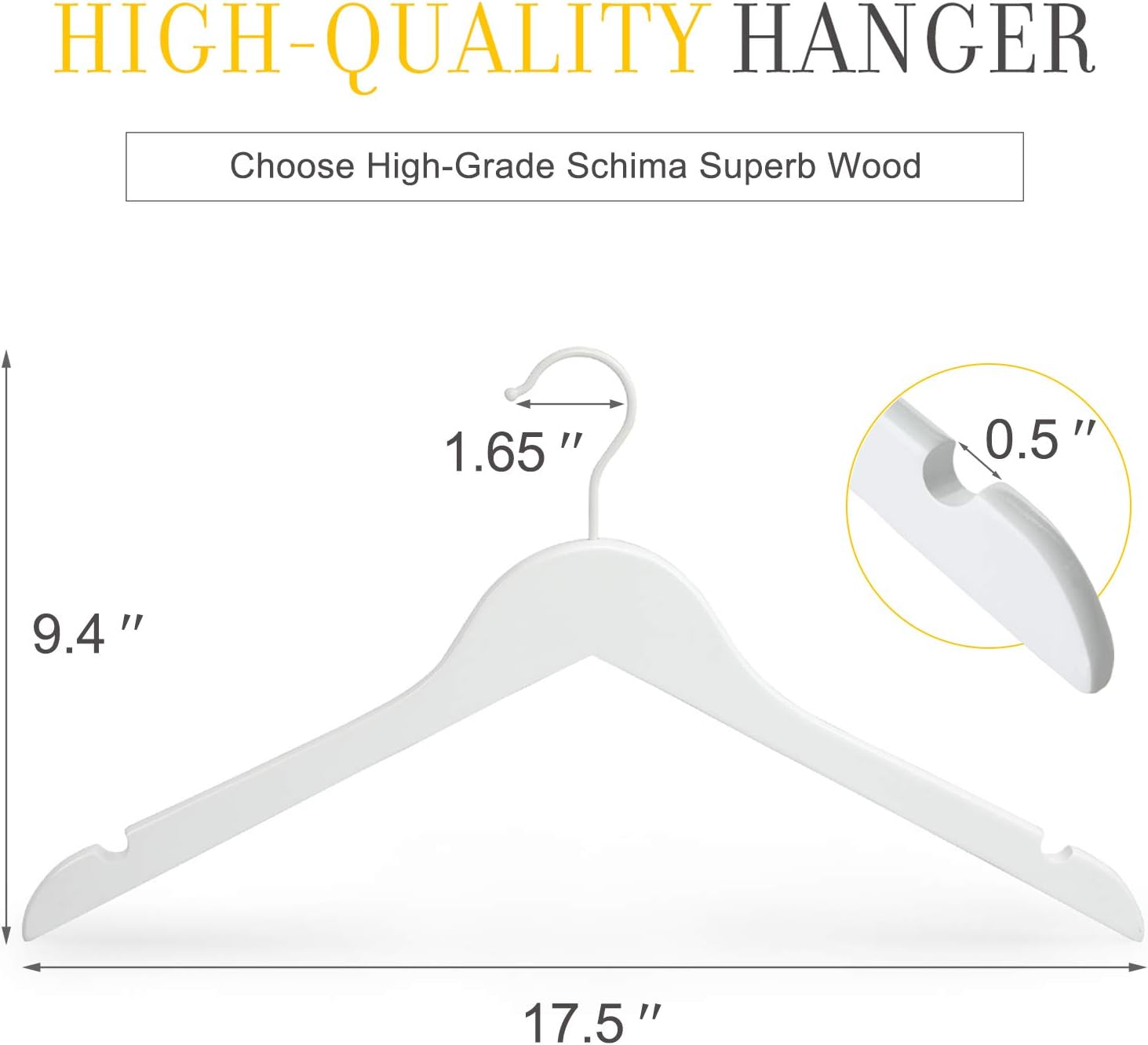 TOPIA HANGER 10 Pack Premium White Wooden Hangers
