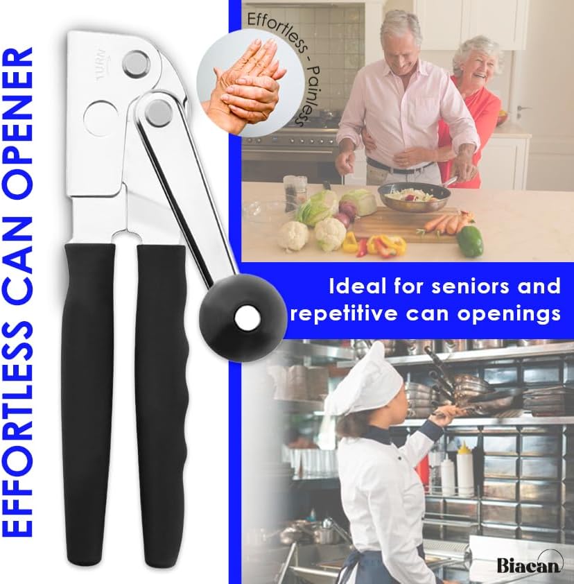 BIACAN Heavy Duty Manual Can Opener with Ergonomic Design