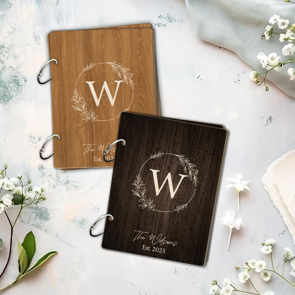 La Boda Personalized Wedding Card Holder Wooden Photo Album with Metal Buckles