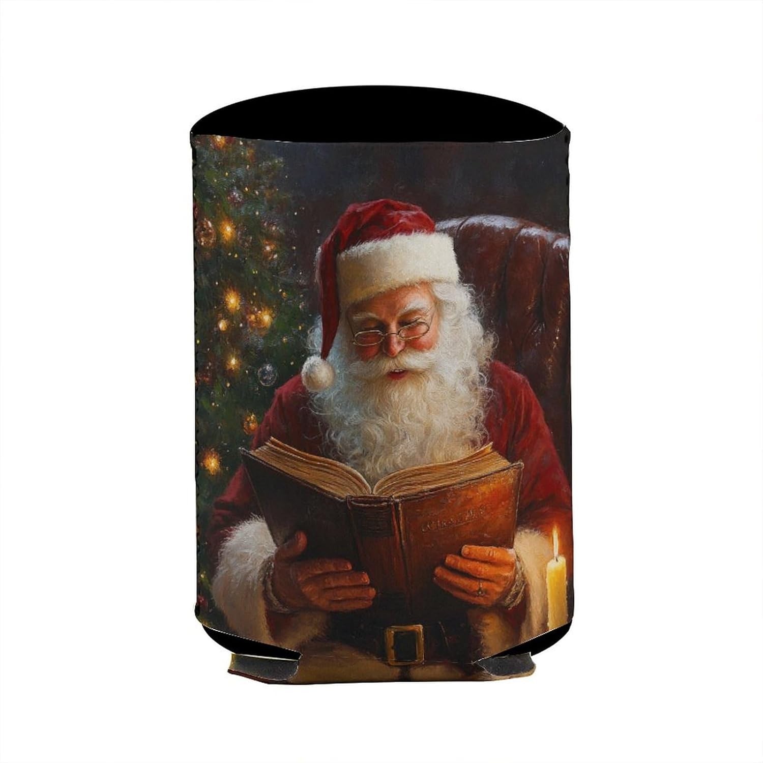 Beer Can Cooler Sleeve with Santa Claus Design
