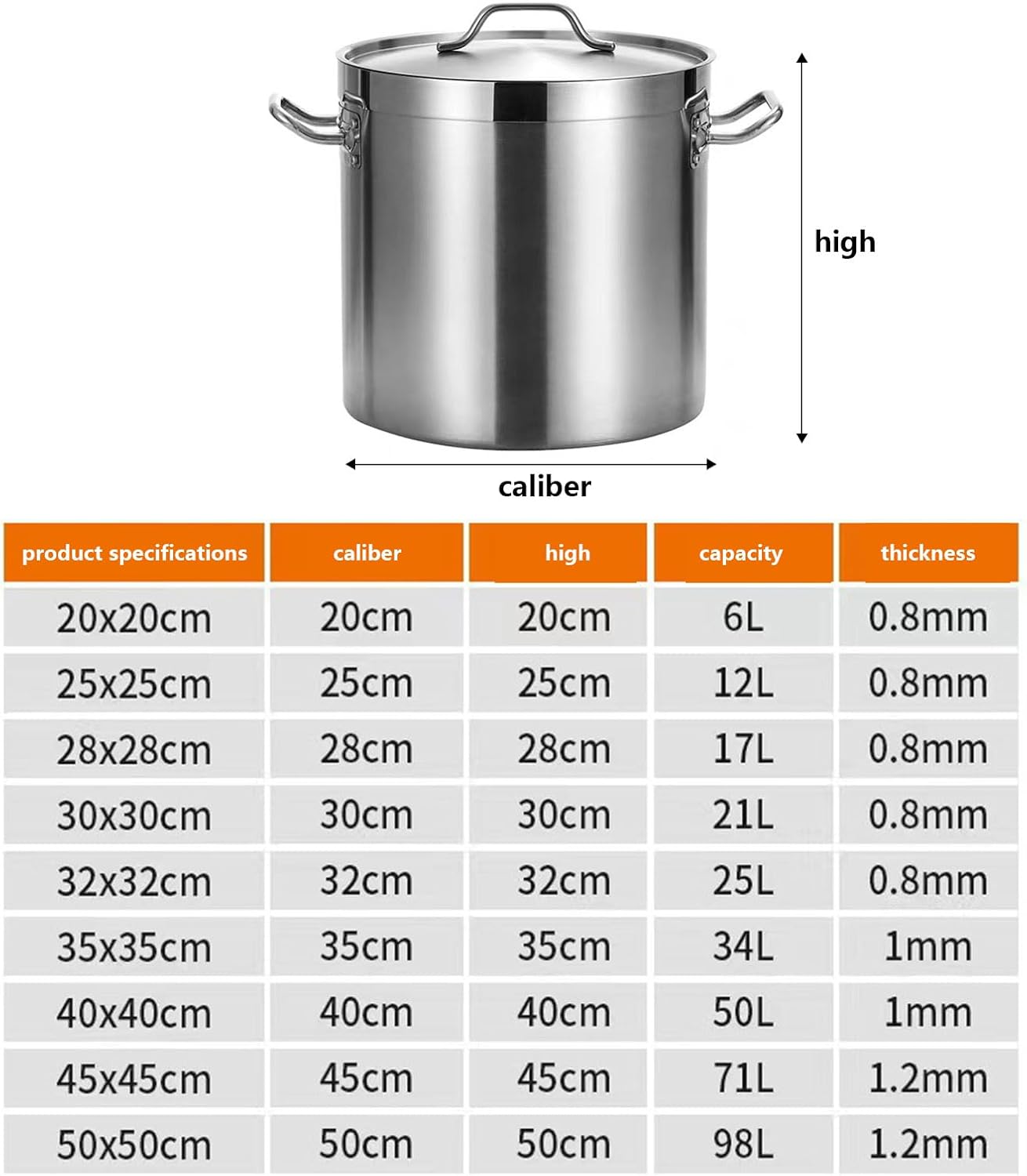 AIZYR 6L Stainless Steel Stock Pot with Lid 1