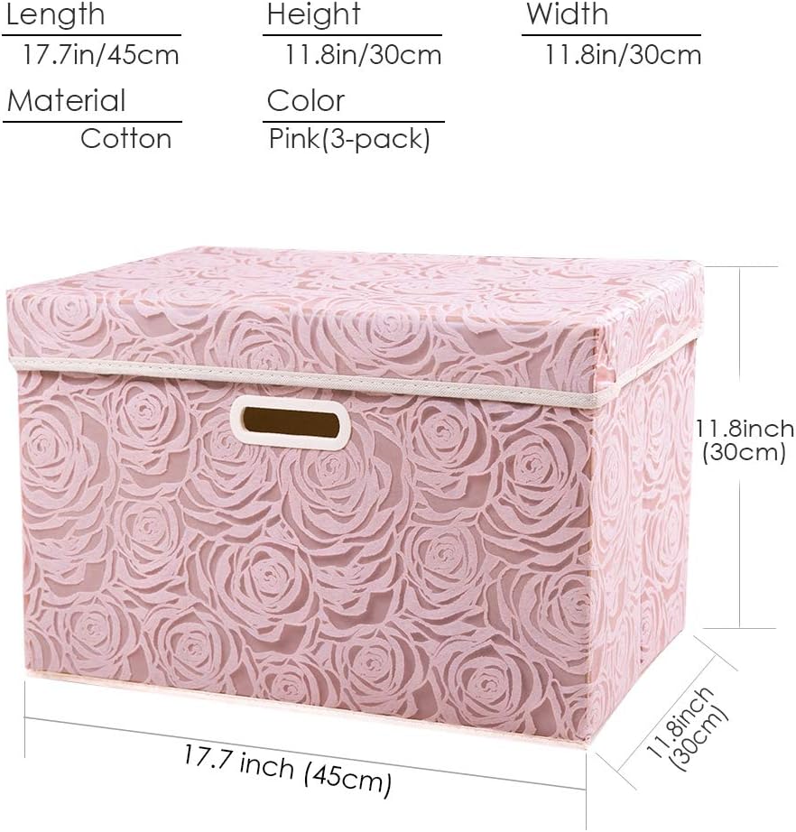 Prandom Larger Foldable Storage Box with Lid 3-Pack