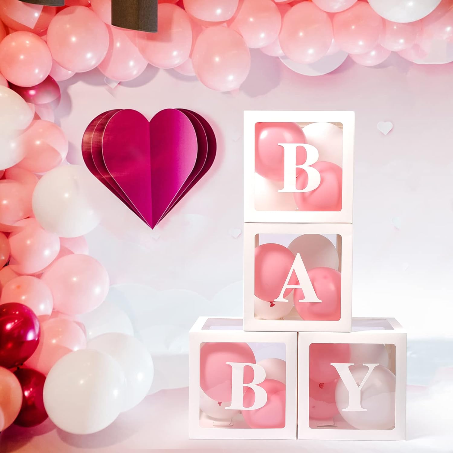 Voircoloria 4pc Clear Balloon Boxes with Letters