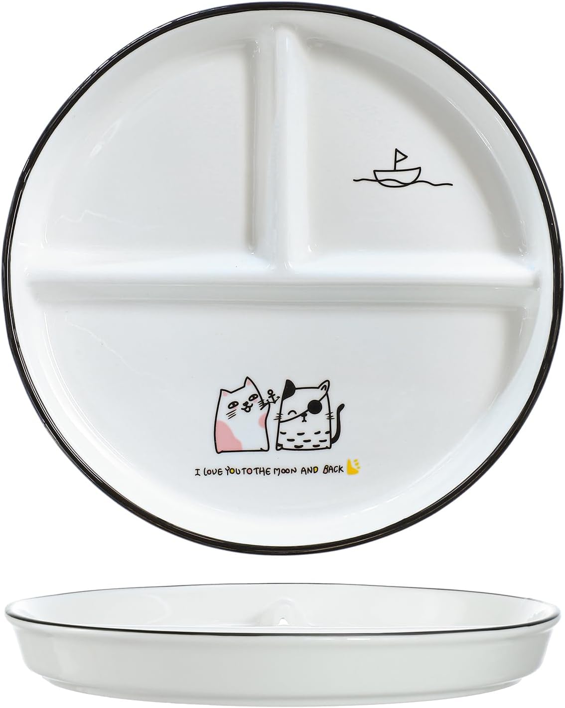 Bicuzat 8 Inch Ceramic Dinosaur Portion Control Plate