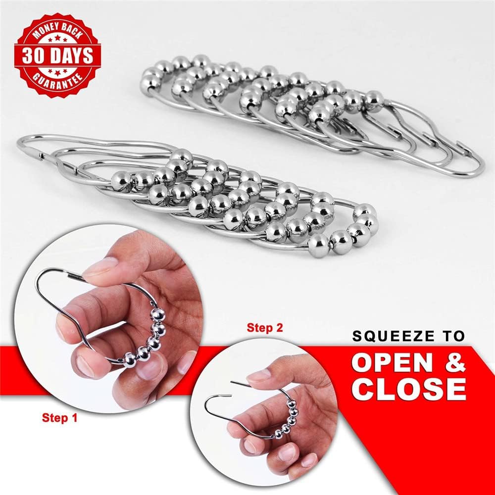 Uigos Chrome Shower Curtain Hooks Set of 12
