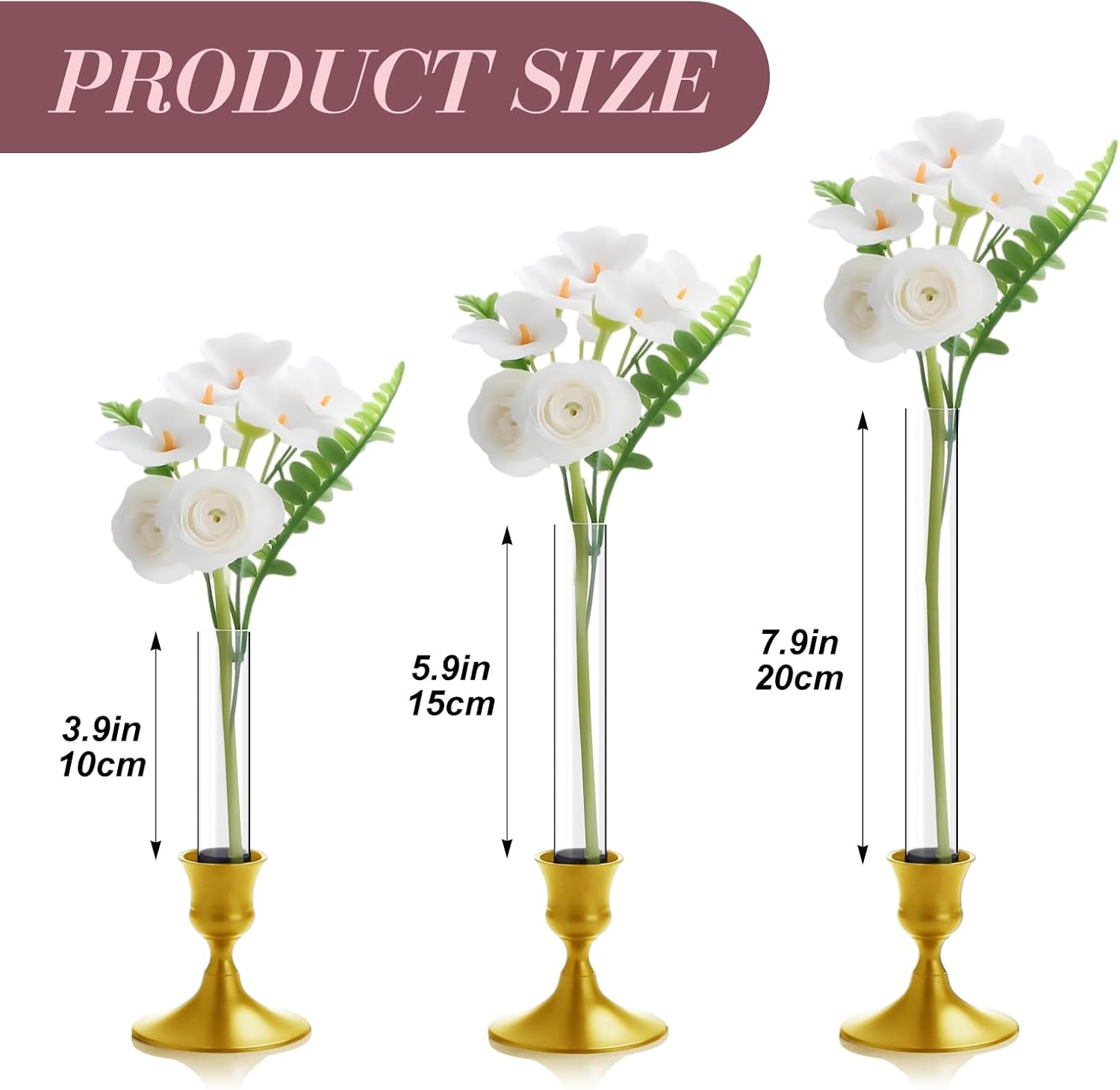 Ninehaoou 6 Pack 79 Inch Glass Bud Vase Taper Candle Holder