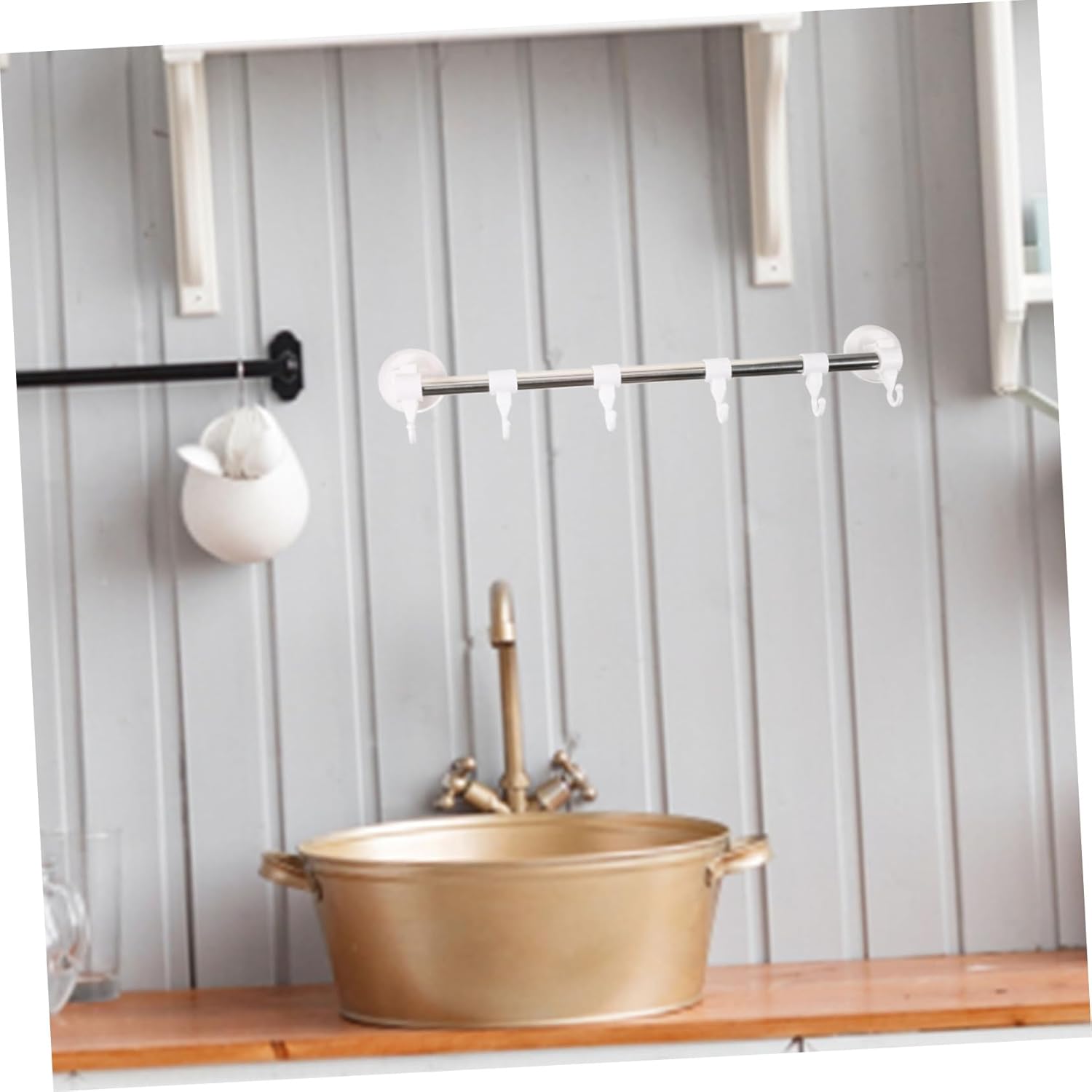 POPETPOP Adjustable Cup Towel Bar with Hooks