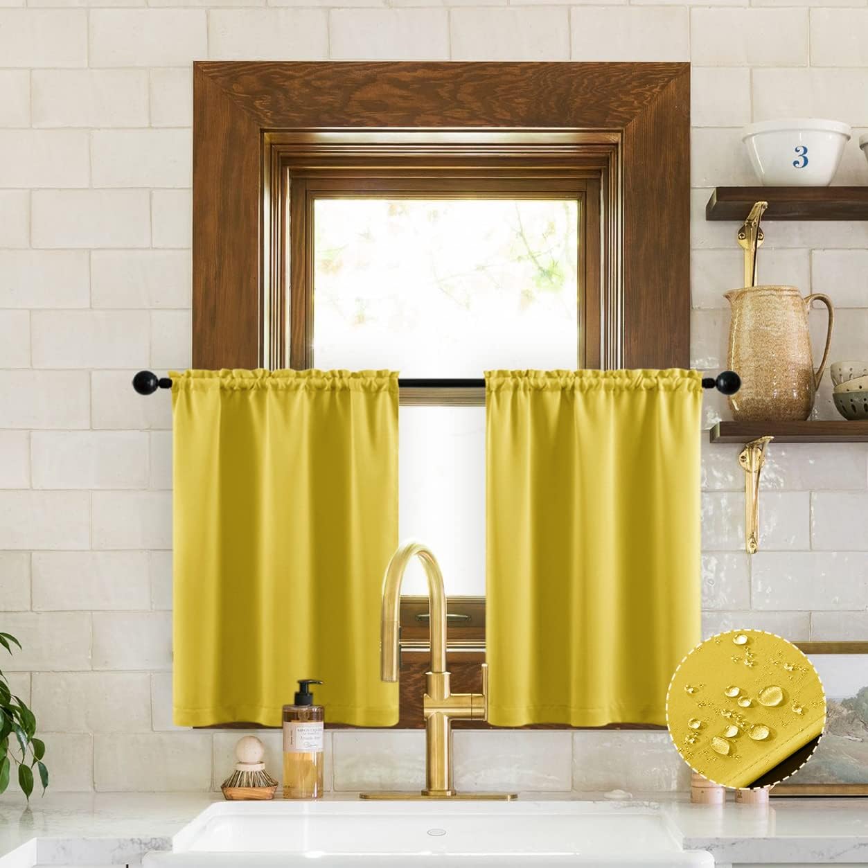 XTMYI Short Mustard Yellow Curtains 2 Panel Set
