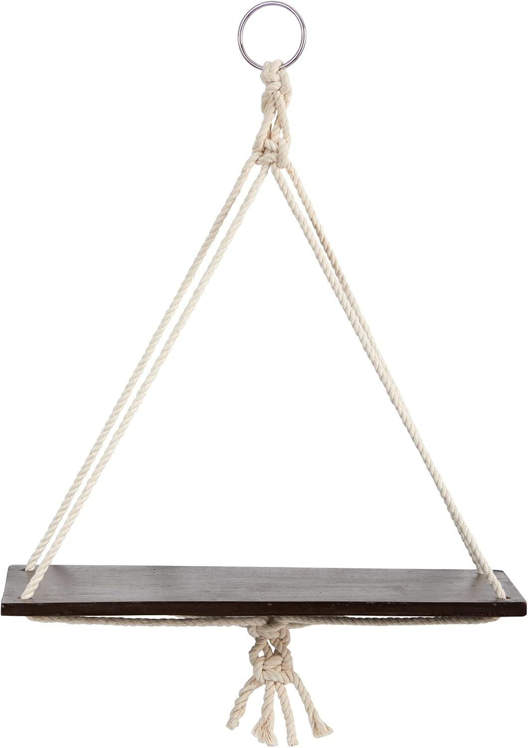 Nearly Natural 18in x 16in Macrame Wall Hanging with Wooden Shelf