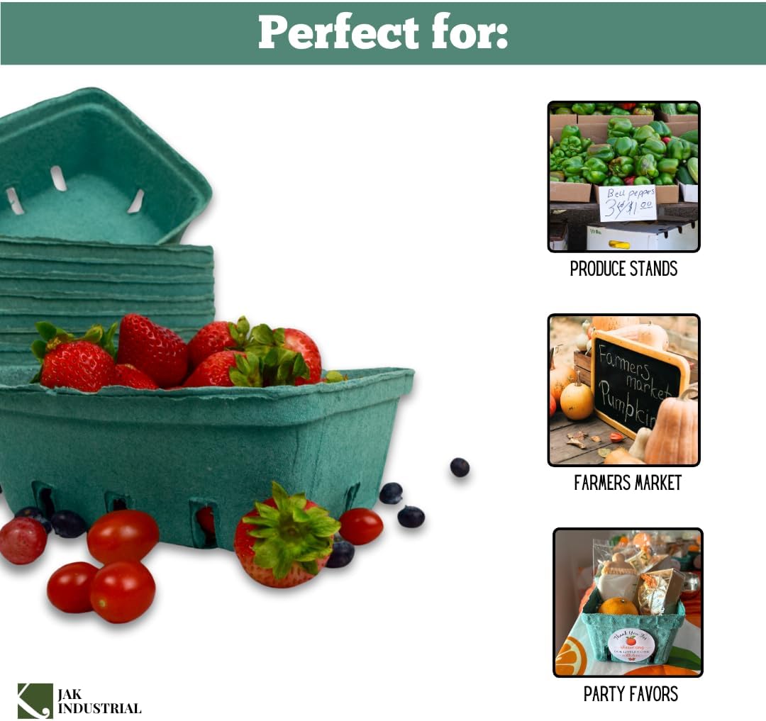 25 Pack Large Vented Berry Basket - Eco-Friendly Food Containers