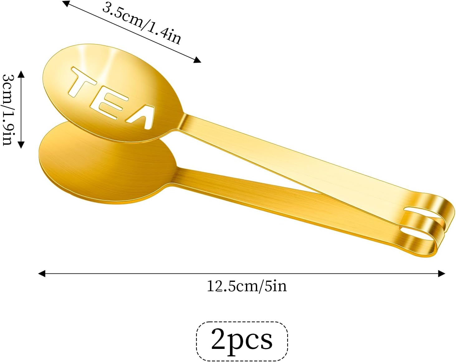 2PCS Gold Tea Bag Squeezer Tongs with Clip