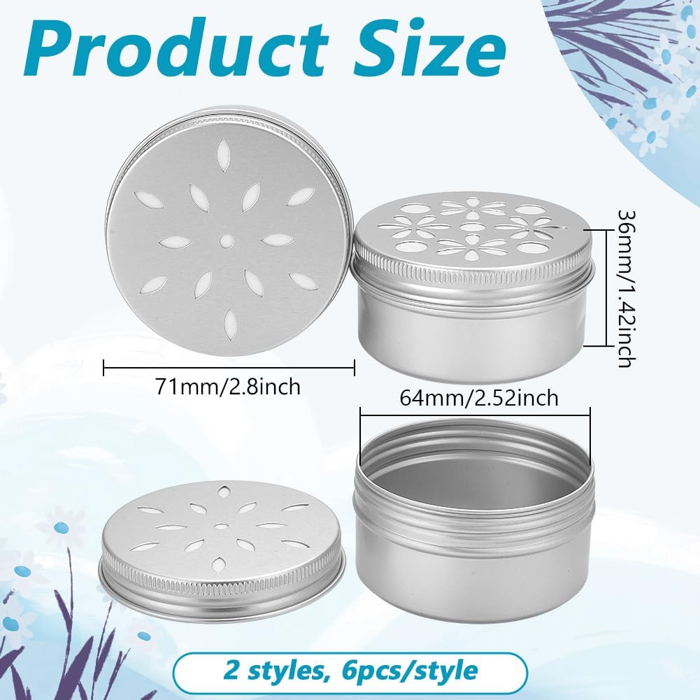 PH PandaHall 12pcs Aluminum Tins with Hollow Lids