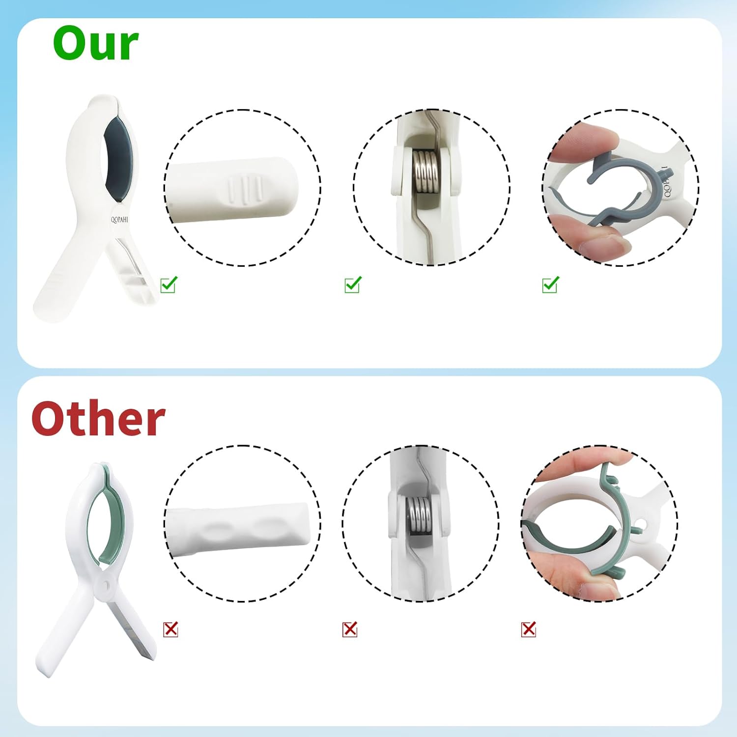 QOPAHI Beach Towel Clips Set of 8 with Drawstring Bag