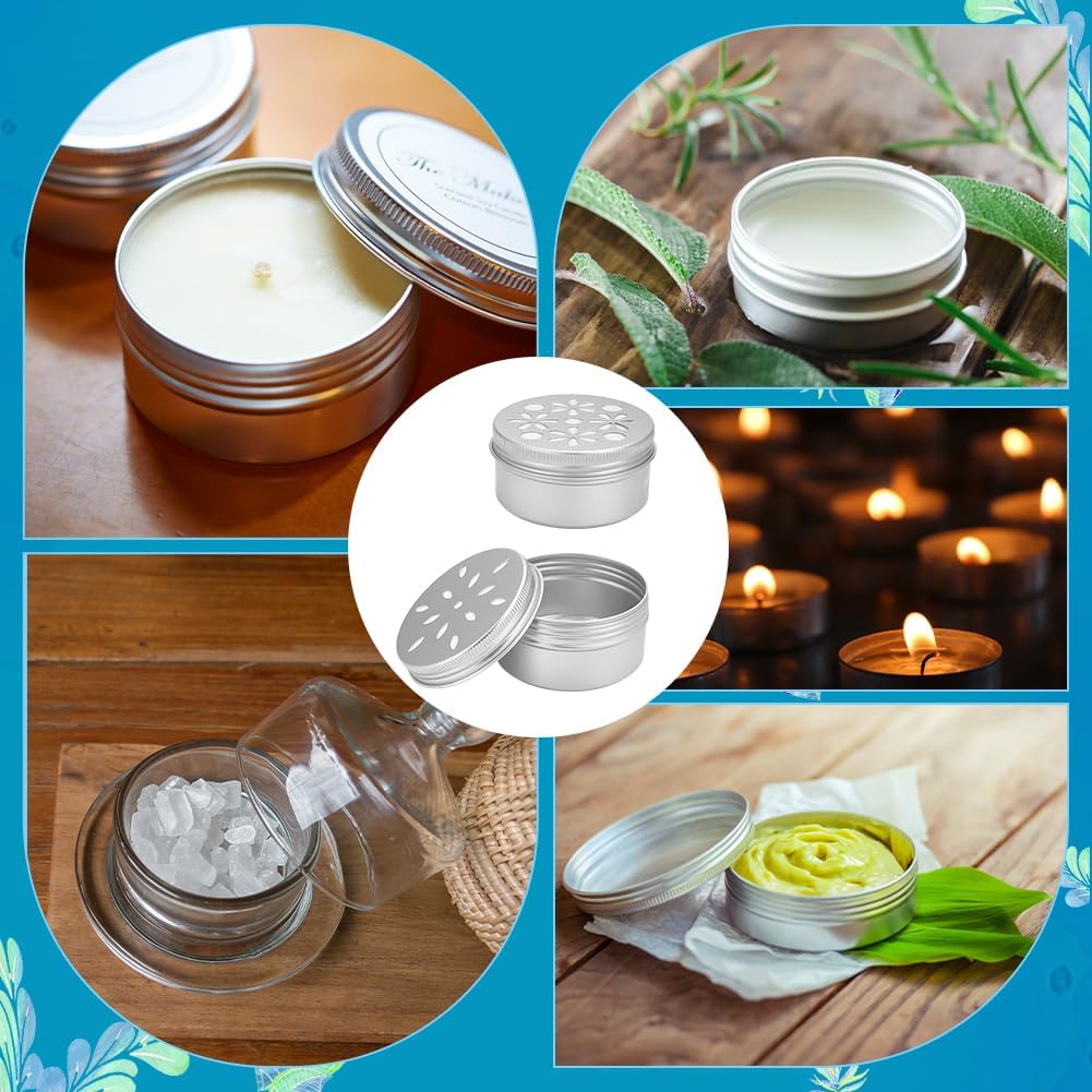 PH PandaHall 12pcs Aluminum Tins with Hollow Lids