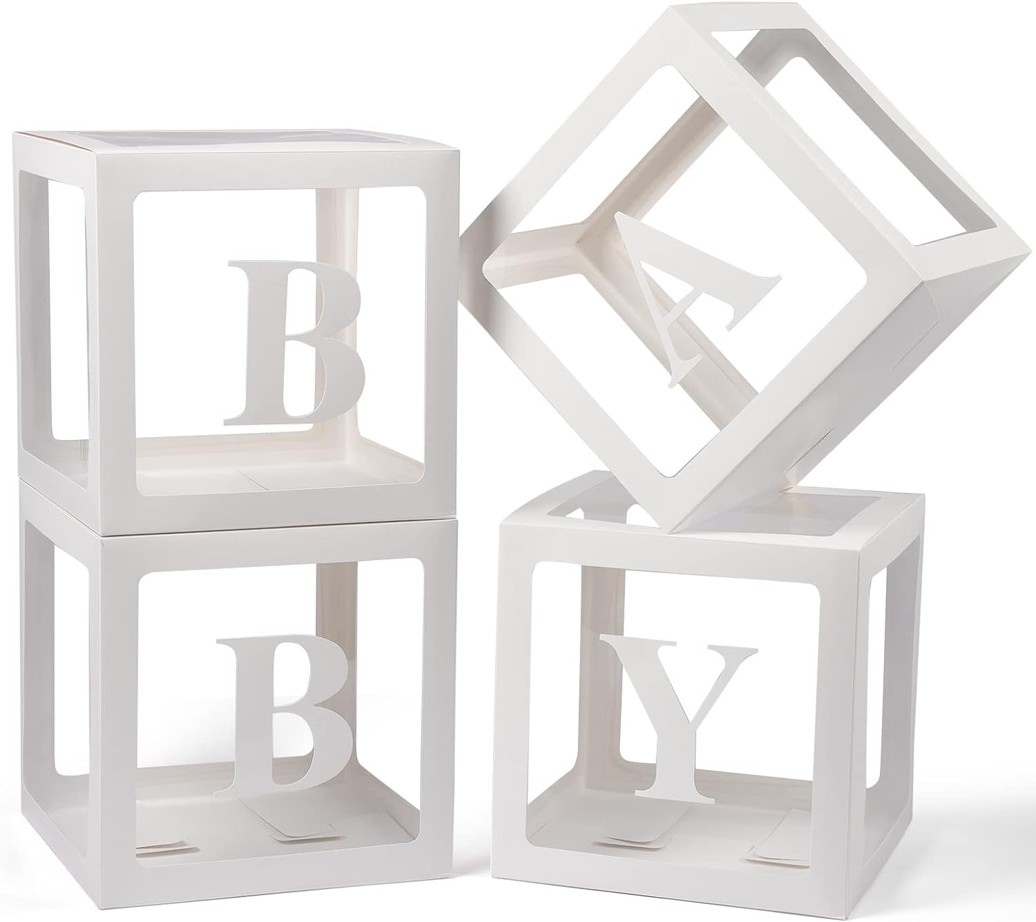 Voircoloria 4pc Clear Balloon Boxes with Letters