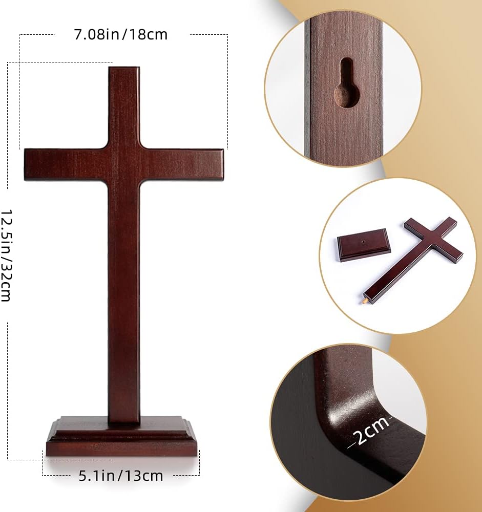 KUXBET Wooden Wall Cross with Stand 125 Inch