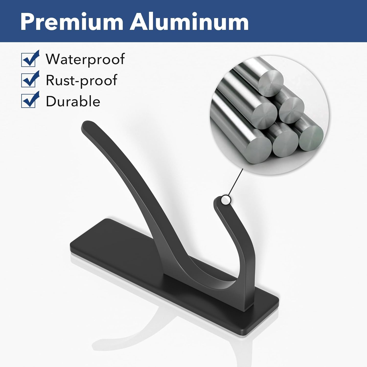 Self Adhesive Coat Hooks Heavy Duty Stainless 4-Pack Matt Black