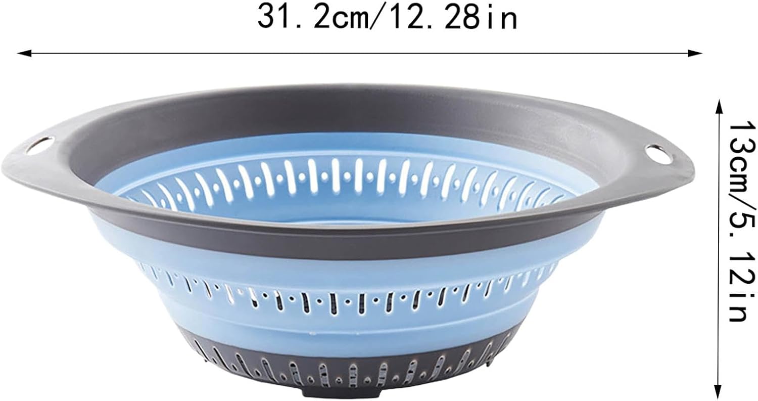 Collapsible Colander Strainer with Hanging Ears Heavy Duty Kitchen Drain Basket Light Pink