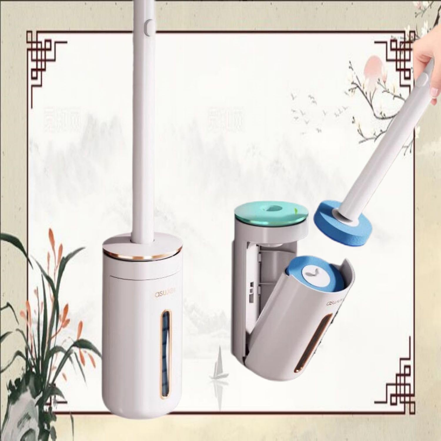 Fangool Throwing Toilet Brush for Home Use Replaceable Head Wall-Mounted
