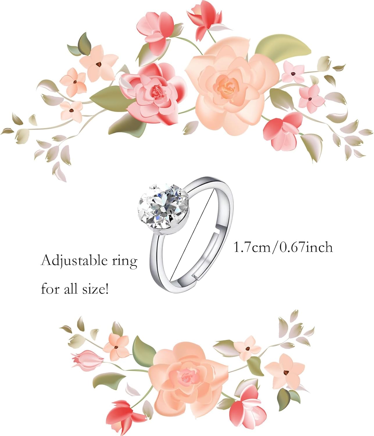 NEWITIN 80 Piece Fake Diamond Ring Set for Wedding Parties