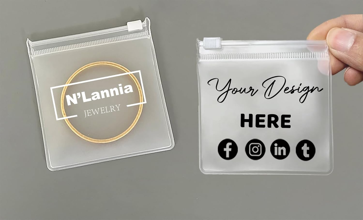 Customizable Matt Frosted Jewelry Bags with Slider Zipper 20PCS