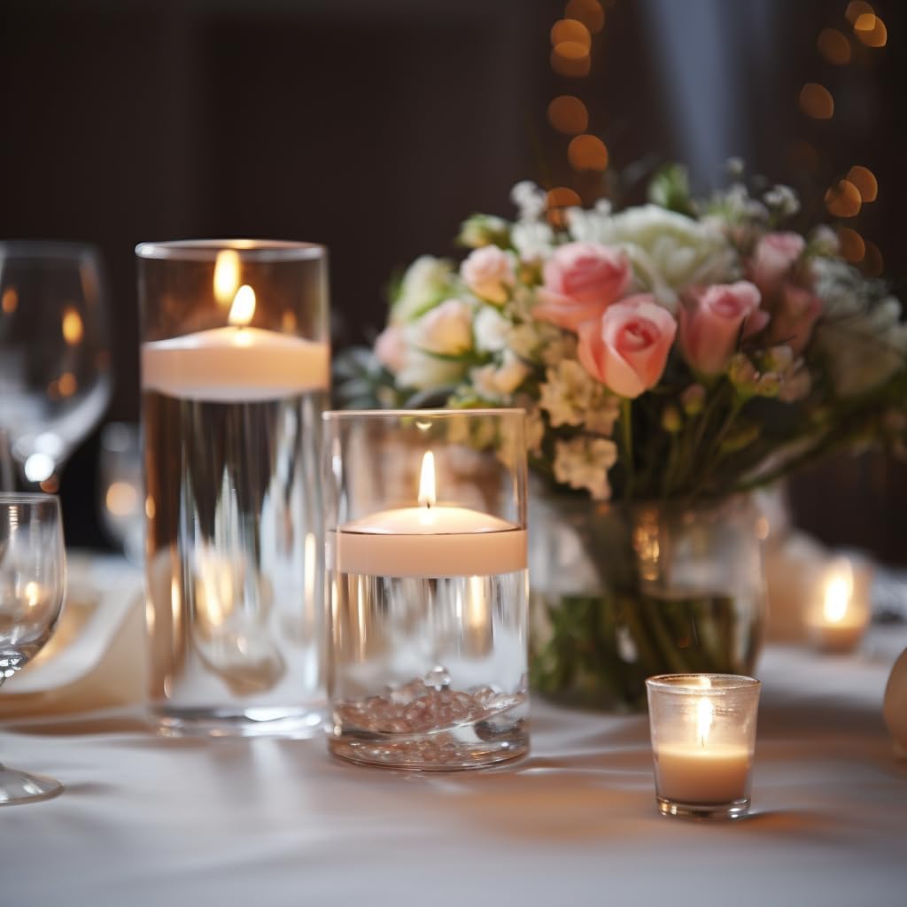 48 Pack White Floating Candles 3 Inch Unscented for Centerpieces