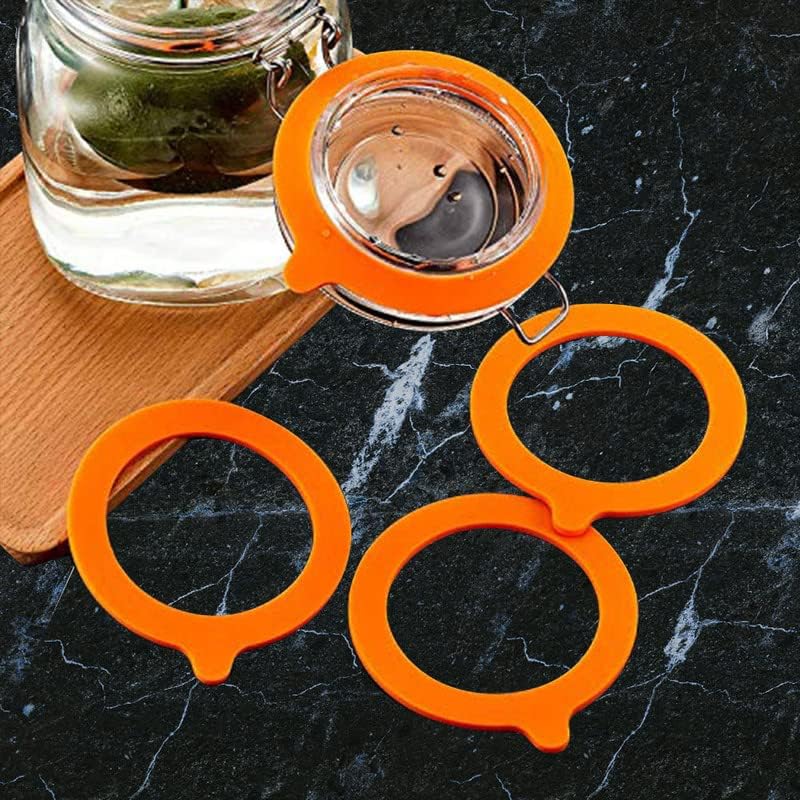 Silicone Gasket Replacement for Mason Jar Lids - Leak Proof 10pcs Orange