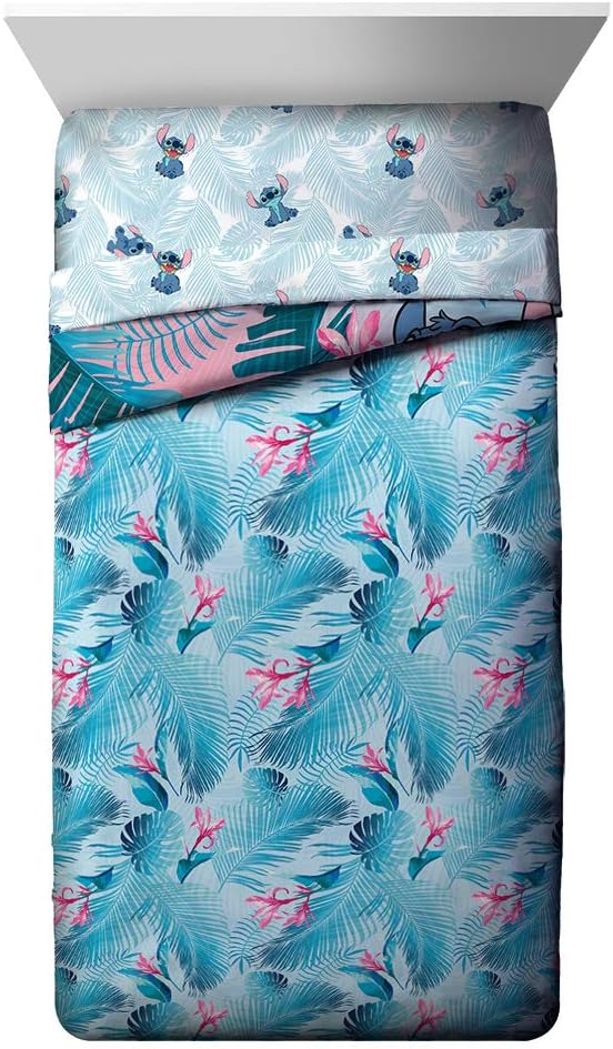 Jay Franco Disney Lilo Stitch Floral Fun Twin Comforter Set