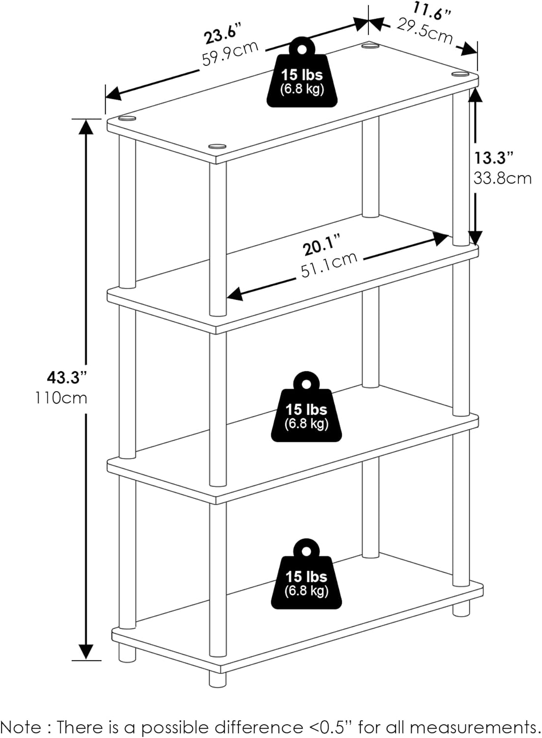 Furinno 4-Tier Multipurpose Shelf Display Rack White