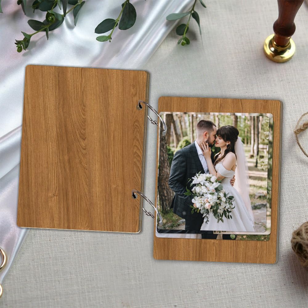 La Boda Personalized Wedding Card Holder Wooden Photo Album with Metal Buckles