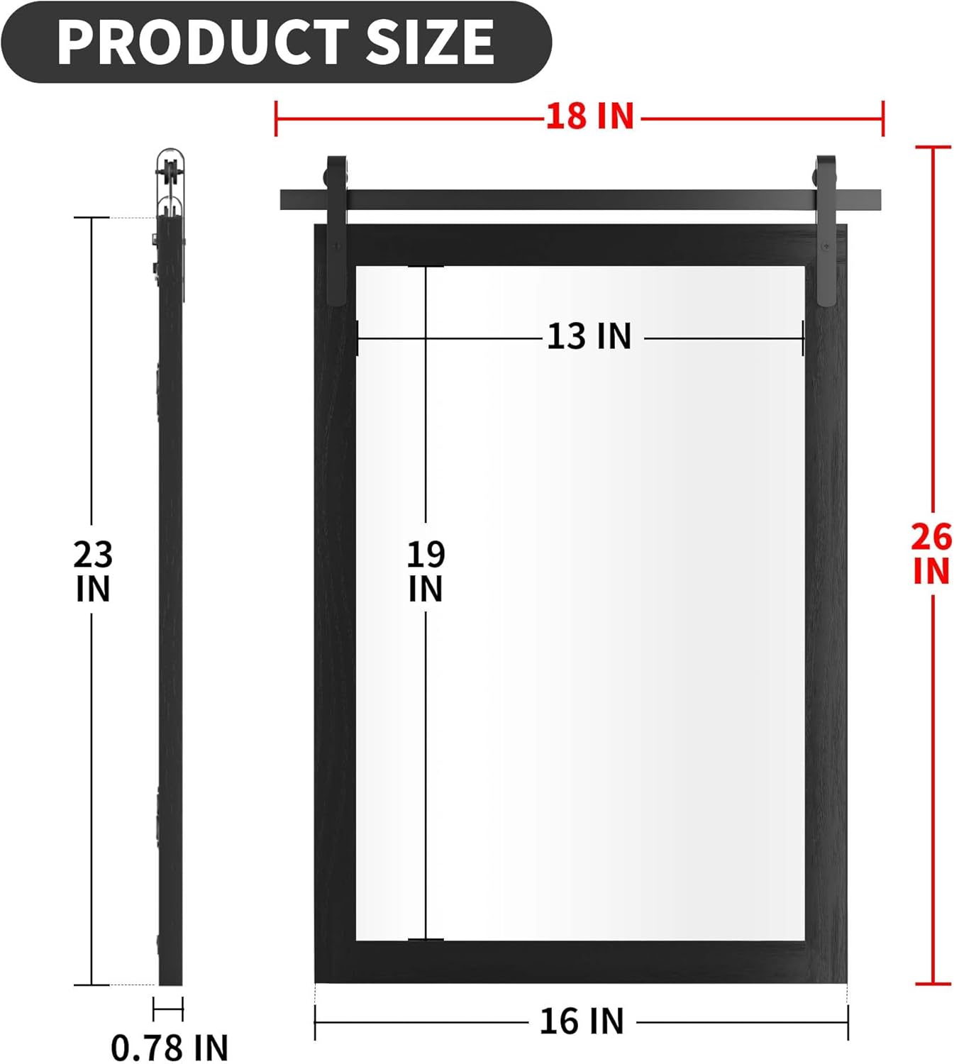 Black Farmhouse Mirror Wall Mount 18x26 Inch