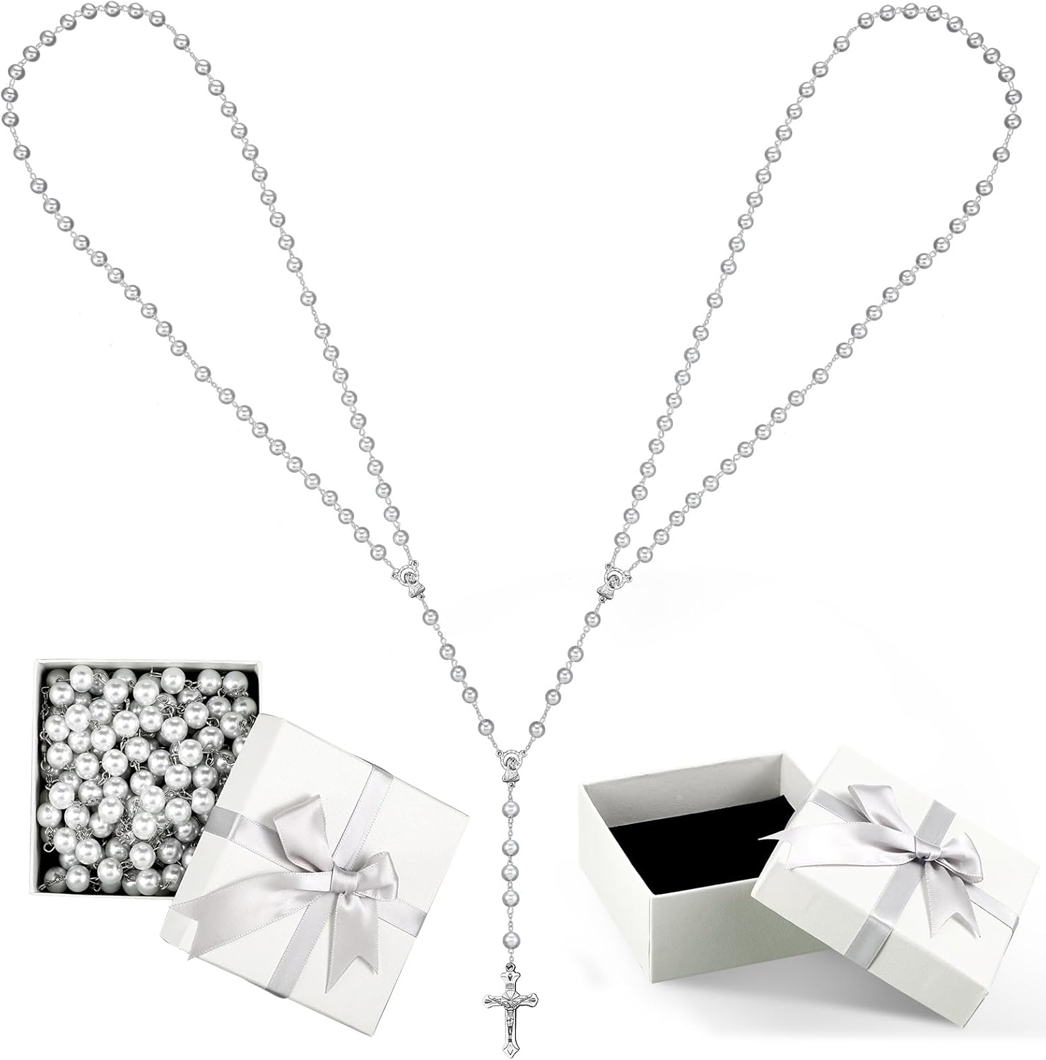 Traditional Wedding Unity Cord Lasso with Pearl and Cross